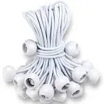 Kinzomor Ball Bungee Cords 6 inch50 Pcs White Tarp Ball Bungee Ties Heavy Duty Canopy