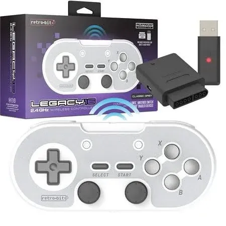 Retro-Bit Legacy 16 Wireless 2.4GHz Controller for Snes, Switch, PC, macOS, RetroPie, Raspberry Pi and Other USB Devices