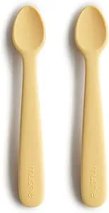 mushie Silicone Baby Feeding Spoons | 2 Pack (Daffodil)