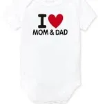 The Children's Place Baby Single Short Sleeve 100% Cotton Bodysuits, I Heart Mom and Dad, 3-6 Months