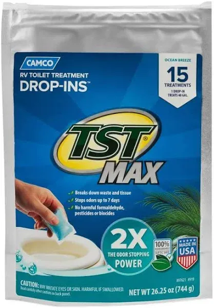 Camco® 41614 - TST MAX Drop-Ins™ 25.25 oz. Ocean Breeze Toilet Treatment (15 Pieces)