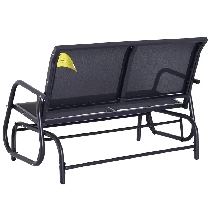 Outsunny 2-Person Outdoor Glider Bench, Patio Double Swing Rocking Chair Loveseat w/Powder Coated Steel Frame for Backyard Garden