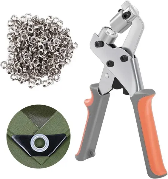 Portable Grommet Tool Kit with 500 Silver Grommets - Handheld Punching Made Easy