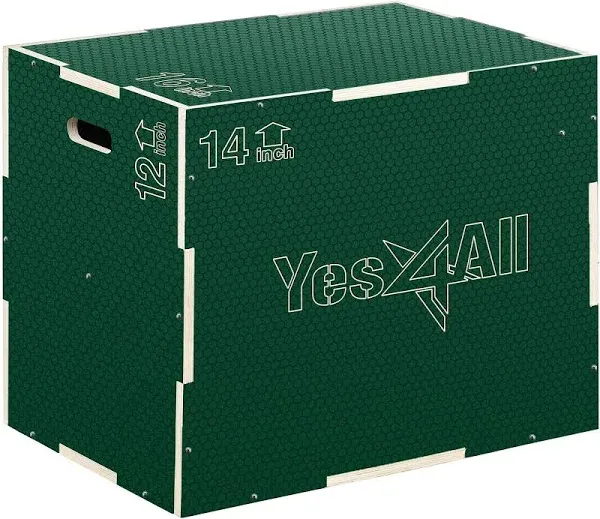 Yes4All 3 in 1 Non-Slip Wooden Plyo Box, Step Up Box for Workout, Plyometric Jump Box for Skipping, Jumping, Lunges, Squats, Dips