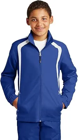 SPORT-TEK Boys Colorblock Raglan Jacket, XL, True Royal/White