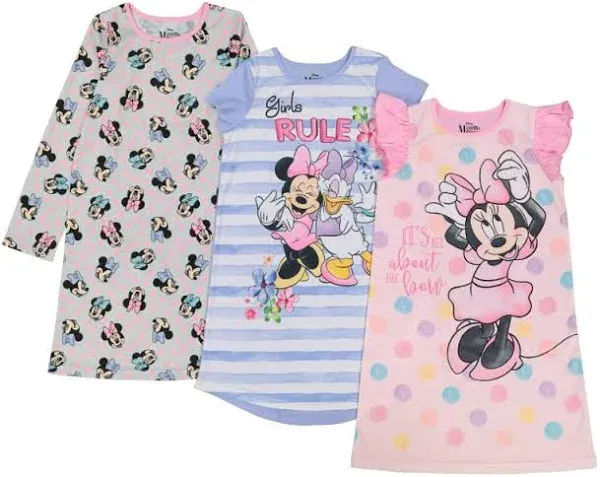 Disney Girls' 3-Pack Soft & Cute Nightgowns