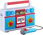 Mother Goose Club Sing Along Boombox with Microphone, Built in Music, Flashing Lights, Real Working Mic for Kids Karaoke Machine, Connects Mp3 Player Aux in Audio Device