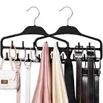 2 Pack Belt Hanger, 360 Degree Rotating Tie Rack with Hooks, Non-Slip Durable...