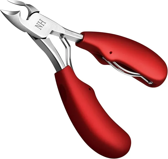 Toenail Clippers for Thick Nails: Professional Podiatrist Toe Nail Nippers Seniors Pedicure Ingrown Toenail Cutter with Stainless Steel Sharp Blade (Red)