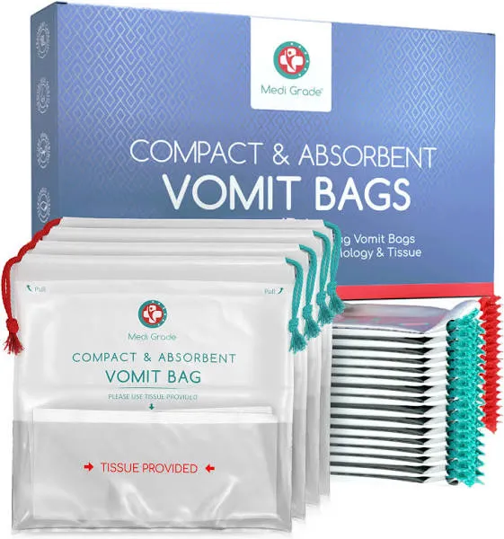 Absorbent Vomit Bags Disposable for Adults and Kids, 22pcs - Travel Essential...