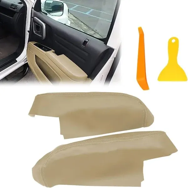 FZJDSD Beige Front Leather Door Panel Armrest Cover Compatible with Honda Ridgeline 2009 2010 2011 2012 2013 2014