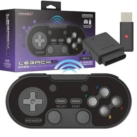 Retro-Bit Legacy 16 Wireless 2.4GHz Controller for Snes, Switch, PC, macOS, RetroPie, Raspberry Pi and Other USB Devices