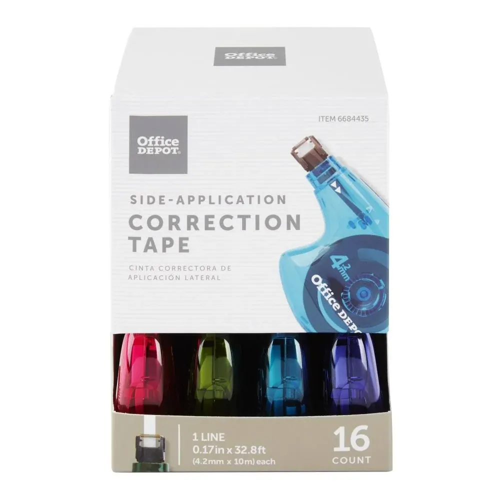 Office Depot Brand Side-Application Correction Tape, 1 Line x 392 inch, Pack of ...