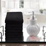 Creative Scents Cotton Fingertip Towels Set Black - 4 Pack - 11 x 18 Inches Decorative Small Extra-Absorbent and Soft Terry Towel for Bathroom - Powder Room, Guest A