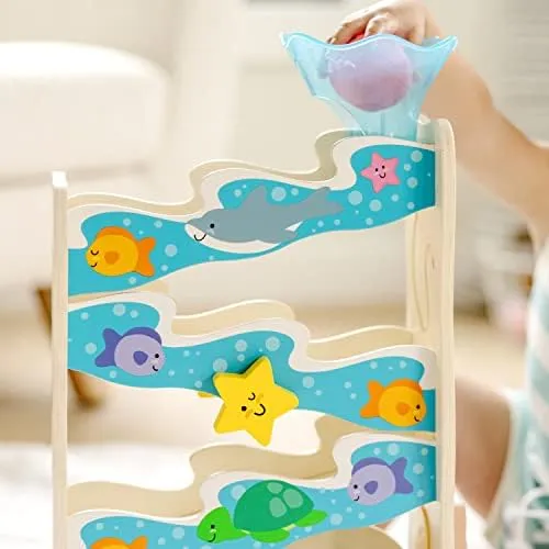 Melissa & Doug Rollables Wooden Ocean Slide Infant and Toddler Toy, 5 