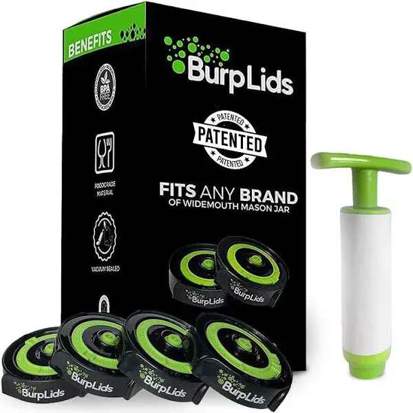 Burp Lids 4 Pack Fits Wide Mouth Mason Jars