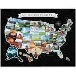 See Many places 28x22" USA Scratch Off Travel Map with Gold Foiling, Black