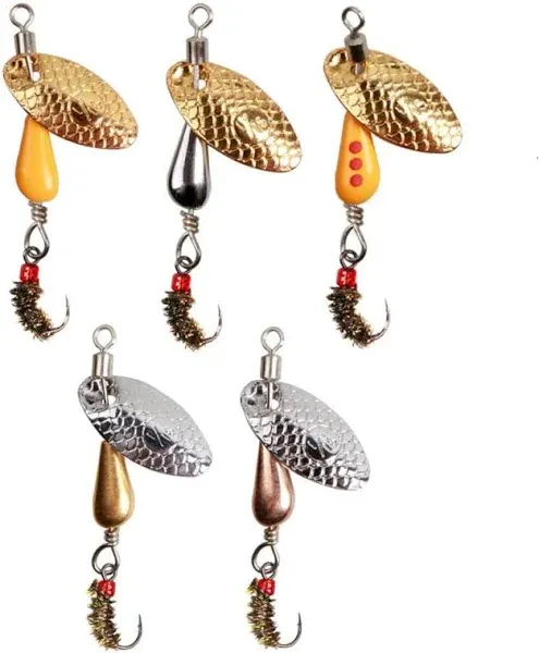 Trout Spinners, Fly Trout Fishing Lures for Bass Salmon Pike, Fishing Spinner Kit Smallmouth Bass Lures with Brass Spinner for Lake River Fishing