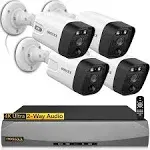 {4k/8.0 Megapixel & 130 Ultra Wide-Angle} 2-Way Audio PoE Outdoor Home Security Camera System, 4 Wired Outdoor Surveillance IP Cameras System