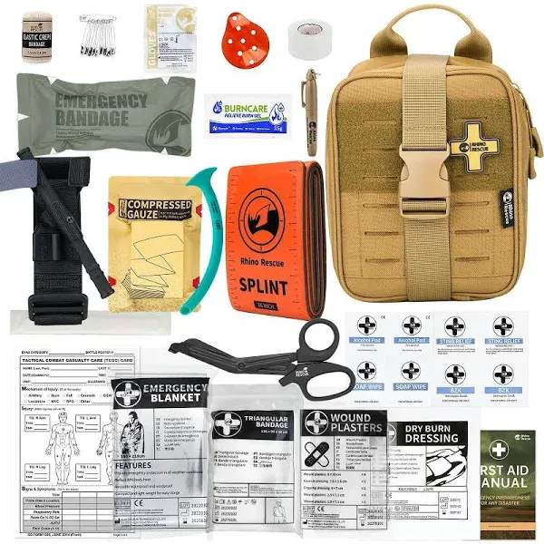 RHINO RESCUE IFAK Trauma First Aid Kit Molle Medical Pouch for Car Home Trave...