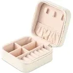 Portable Travel Mini Jewelry Box Leather Jewellery Ring Organizer Case Storage Gift Box Girls Women (black).