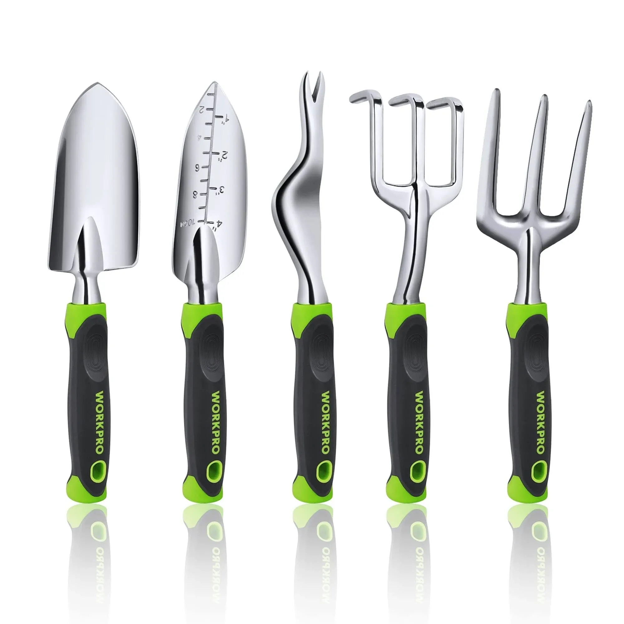 WORKPRO 5 Pcs Gardening Tools Cast Aluminum Garden Set with Fork Weeder CLA