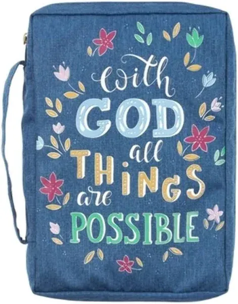 With God All Things Are Possible Navy Floral Value Bible Cover - Matthew 19:26 - Pura Vida Books