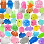 OCATO 45pcs Mochi Squishys Toys Mini Squishies 2nd Generation Glitter Animal Squishies Party Favors for Kids Adults Stress Relief Toy Treasure Box