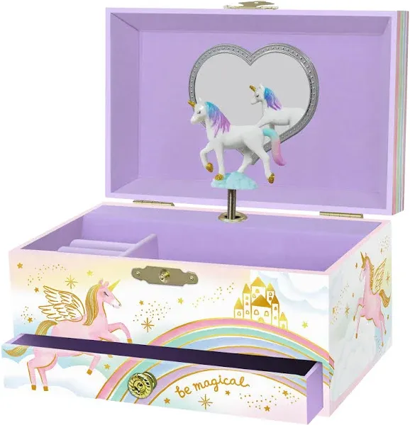 Giggle &amp; Honey Musical Unicorn Jewelry Box for Girls - Kids Violet 