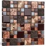 Red Wine 2" x 2" Metal Glass Grid Mosaic Wall Tile Blujellyfish