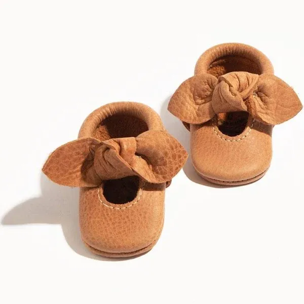 Freshly Picked Knotted Bow Baby Girl Shoes Soft Sole or Hard Sole, Premium Leather Baby Shoes Handmade in Utah, Infant to Toddler Sizes