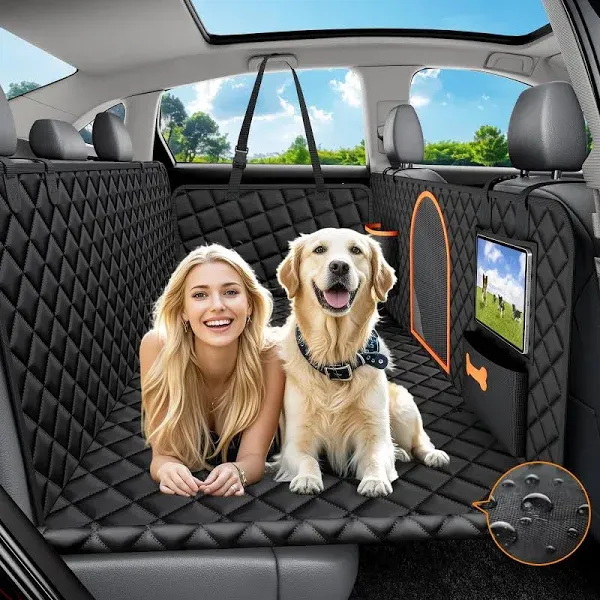 Bwakd Back Seat Extender for Dogs Large Hard Bottom Car Seat Cover Waterproof Sturdy Nonslip Pets Dog Hammock Backseat Protector for Car,SUVs