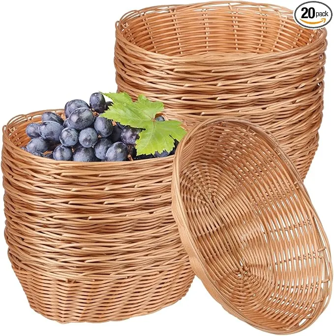 25 Pack Oval Poly Wicker Basket