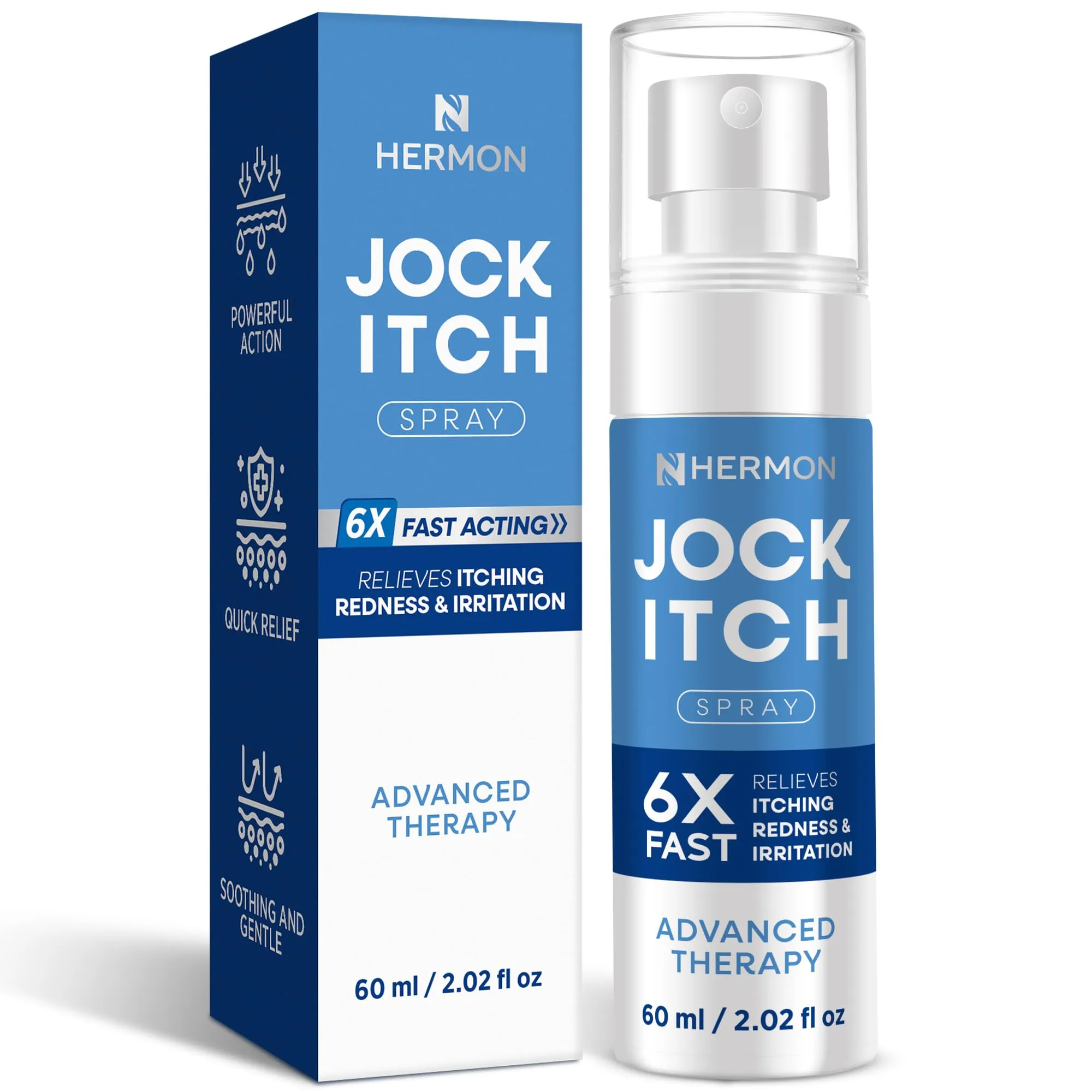 Hermon Jock Itch Spray for Men: Powerful Treatment for Jock Itch - Extra Strength Spray Liquid Provides Soothing - 2.02 Fl Oz (Pack of 1)