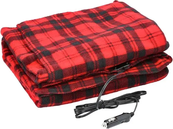 Stalwart Warm Heated Travel Throw Electric Car and RV 12 volt Red Blanket