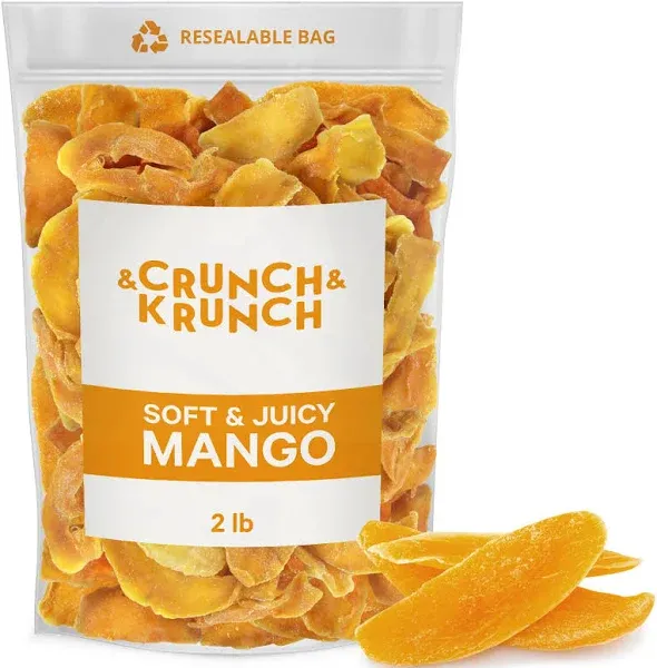 Dried Mango Slices - Soft & Juicy Dried Mango Slices Healthy Snack Bulk Pack, Delicious Texture, Chewy Ripened Mangos Dried Fruits with Natural Tangy Sweetness of Fresh Mangoes.