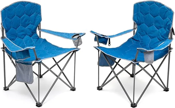 SUNNYFEEL XXL Oversized Camping Chair Heavy Duty 500 LBS for Big Tall People Above 6'4 Padded Portable Folding Sports Lawn Chairs with Armrest Cup Holder & Pocket for Outdoor/Travel/Picnic/Camp