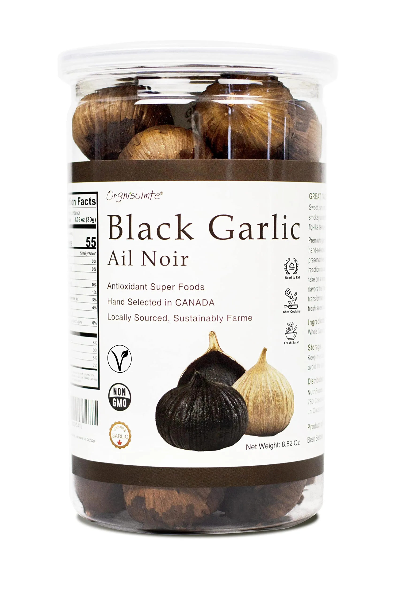 Black Garlic Made in Canada Whole Black Garlic Bulbs Fermented for 90 Days,Bl...