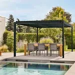 Backyard Discovery Sarasota Steel Louvered Pergola 16 x 10, Outdoor Pergola with Adjustable Roof, Sun and Rain Protection, Easy Installation Pergola