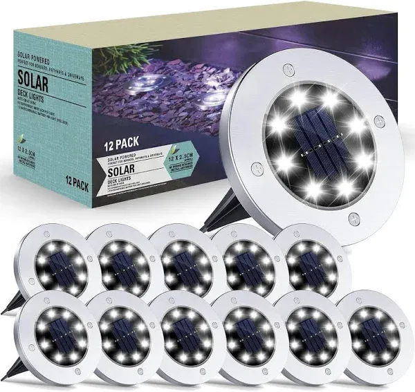 12 Pack Solar Outdoor Lights Waterproof for Garden Pathway Lawn Yard Deck