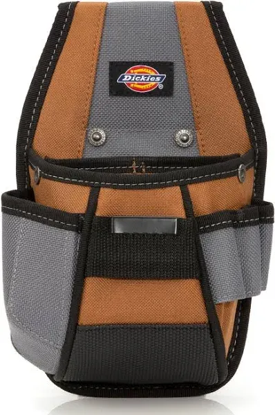 Dickies 4-Pocket Rigid Tool Pouch with Tape Clip, Universal-fit Steel Clip for Tool Belt, Tunnel Loop