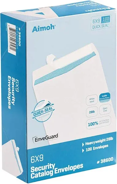 Aimoh 100 6 x 9 Self-Seal Security Catalog Envelopes