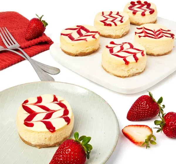 David's Cookies Strawberry Swirl Mini Cheesecakes - Fresh Baked, Soft, And Delicious Gift Idea - Great For Sharing At Parties, Events, Or With Family And Friends (6pcs)