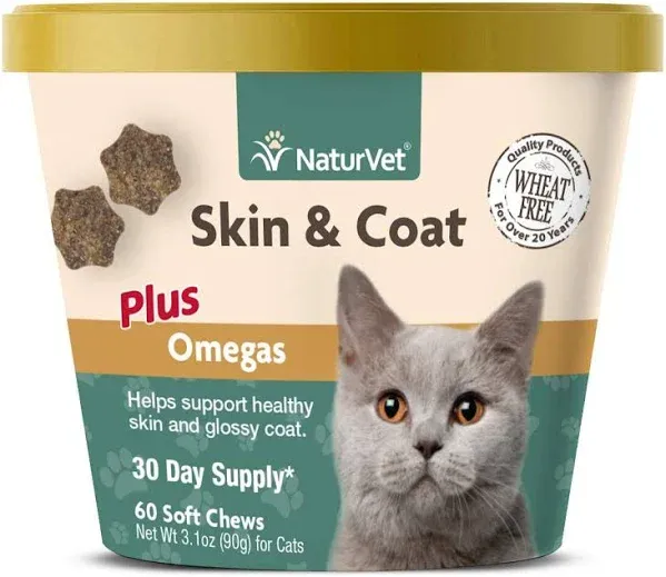 NaturVet Skin & Coat Plus Omegas Soft Chews for Cats