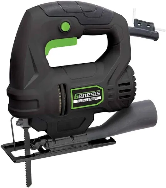 Genesis GJS380SE 3.8A Corded Jig Saw with Variable Speed, Wood cutting blade, Vacuum Adapter, and Allen Wrench