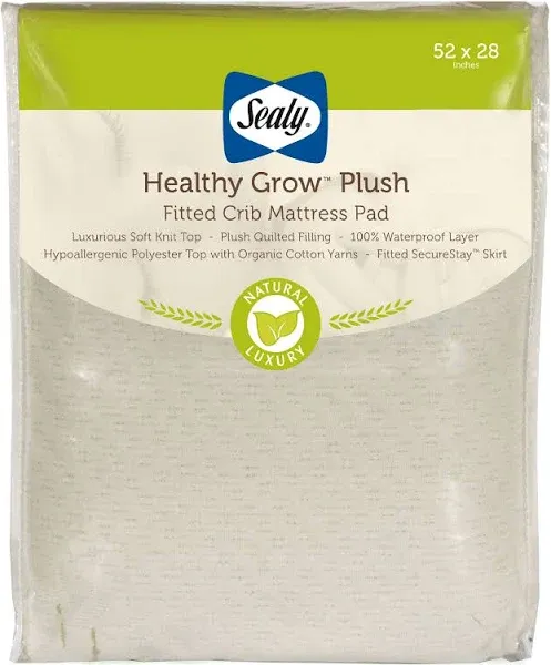 Sealy Healthy Grow Plush Waterproof Fitted Crib Mattress Pad - 52” x 28”