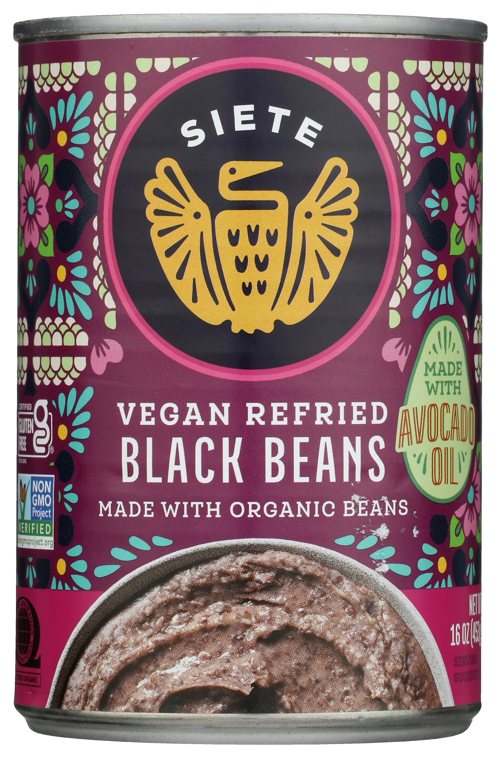 SIETE FAMILY FOODS Refried Black Beans, 16 OZ