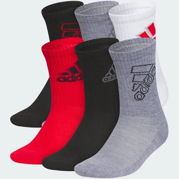 adidas Kids' Cushioned Crew Socks (6-Pack)