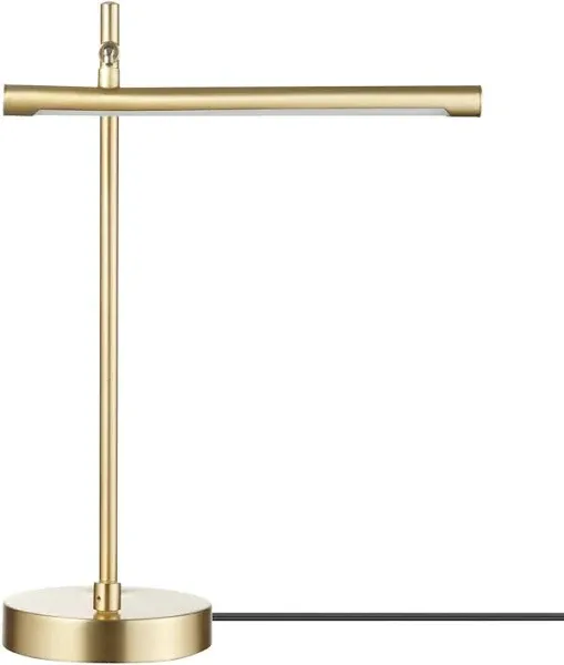 52889 West 15&#034; LED Integrated Desk Lamp, Matte Brass, 200 Lumens, Dimmer Rotary 