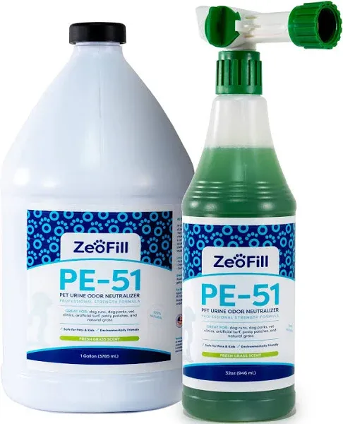 PE-51 Pet Odor Eliminator – Urine Odor Neutralizer with Max Flow Garden Hose Spray Nozzle | Pet, Turf & Yard Smell Remover | Cat & Dog Pee Deodorizer Spray | All Natural Enzymes | 32oz Bottle